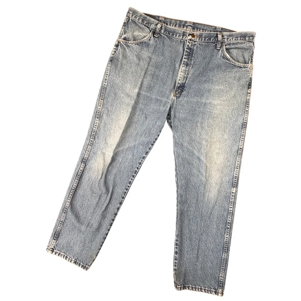 VTG Y2K Rustler by Wrangler Mens‎ 42x29 Jeans Light Wash Workwear Denim